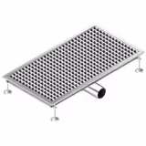 Edelstahl Bodenablauf - 750x400mm - flache Ausführung & seitlicher Ablauf - Ø 70mm