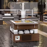 Bar à salades buffet froid DUBLIN – 1600 mm – avec pare-verre droit – pour 4x GN 1/1 – Marron