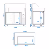 Comptoir de préparation réfrigéré professionnelle - 1210x700mm - avec 2 Portes - Vitrine réfrigérée 9x GN 1/6 - incl. Gril de contact numérique