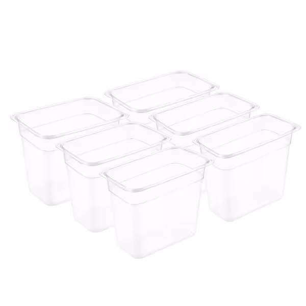 (6 stuks) Polypropyleen GN bak GN 1/9 - transparant - 1,27 liter - Hoogte: 150mm