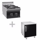 Fogón a gas de sobremesa - 10kW - 2 fuegos - con subestructura con 1 puerta