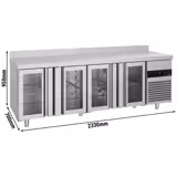 Commercial Counter Fridge PREMIUM - 2330x700mm - glass doors - with upstand