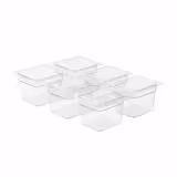 (6 pcs) Polycarbonate Gastronorm Container GN 1/6 - Clear - 2.2L - Depth: 150mm