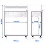 Kühlschrank Edelstahl ECO - GN 2/1 - 1400 Liter - mit 2 Türen