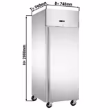 Bäckerei-Tiefkühlschrank Edelstahl ECO - EN 600x800 - 600 Liter - mit 1 Tür, Schienen & Tragroste