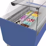Vetrina Gelato LIAM - 1310mm - Refrigerazione statica - con Illuminazione LED & Sbrinamento automatico - per 10+10x Vasca da gelato da 5 Litri - con riserva inferiore - Blu