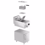 Elektrische friteuse - 10 liter - 9 kW - mechanische bediening - met aftapkraan - incl. onderbouw (1 deur)