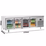 Commercial Counter Fridge PREMIUM PLUS - 2752x800mm - glass doors - with 4 doors - capacity 850 litres