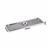 Stainless Steel GN Lid GN 2/4 - with ladle recess - 530x162x28mm - Height: 28mm