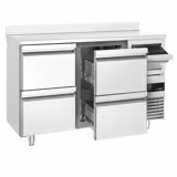 Frigider bar tip tejghea PREMIUM - 1580x600 mm - 365 L - 4 sertare, bordură spate 40 mm & sertar pentru zaț de cafea (knock box)