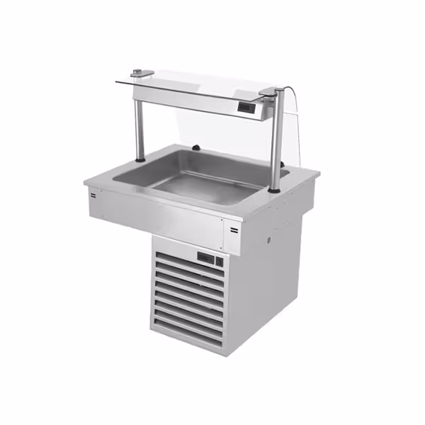 Ankastre Soğuk Havuz - 800mm - +2/+8°C - 2x GN 1/1 - 190W - cam üst koruma ile