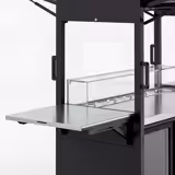Postazione cocktail mobile - con frigorifero da bar, piano di lavoro, piano in vetro e illuminazione a LED - incernierata