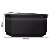 Πάγκος ταμείου γωνιακός TORONTO - 1.565x0.9 m - πρόσοψη Μαύρο - επιφάνεια εργασίας από μαύρο γρανίτη