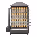 Grill à charbon pour poulets – avec 6 broches pour jusqu’à 30 poulets