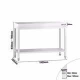 Stół roboczy centralny ze stali nierdzewnej PREMIUM - 1000x700mm - z półką & wzmocniony