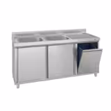 Spülschrank ECO - 1600x700mm - mit Abfallbehälter & 2 Becken links