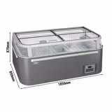 Isola surgelati - Testata - 1850x850mm - 523 Litri - coperchi scorrevoli in vetro - Grigio