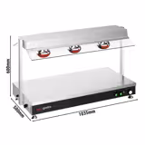 Warmhoudplaat met infrarood warmhoudbrug rvs - GN 1/1 - 1,5 kW - met 3 infrarood warmtelampen - met glazen beschermkap - 1035mm