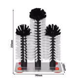 (2 pièces) FUCHS | DELFIN® Brosse à laver les verres - 2x180mm + 1x240mm - avec plaque de fond métallique - 1-2-3