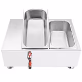 Commercial GN Bain‑Marie Warmer 2×1/3 – 0–100°C - 1.5 kW - Digital Display, Steam/Water Valve, Stainless Steel