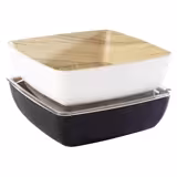 (6 pcs) Bowl - FRIDA - Melamine - 2.65L - square - 250x250mm - Depth: 75mm - Black & Beige