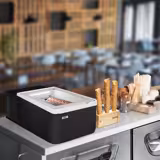 Countertop Ice Cream Display Freezer - 460mm - Static cooling - for 2 x 5 litres Napoli pans - Black - hinged glass lid