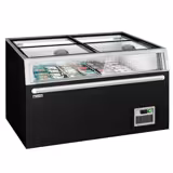 Wyspa mroźnicza - 1454x850x870mm - 402l - z 2 Szklana drzwiami przesuwnymi - Szklana pokrywa przesuwna - Czarny