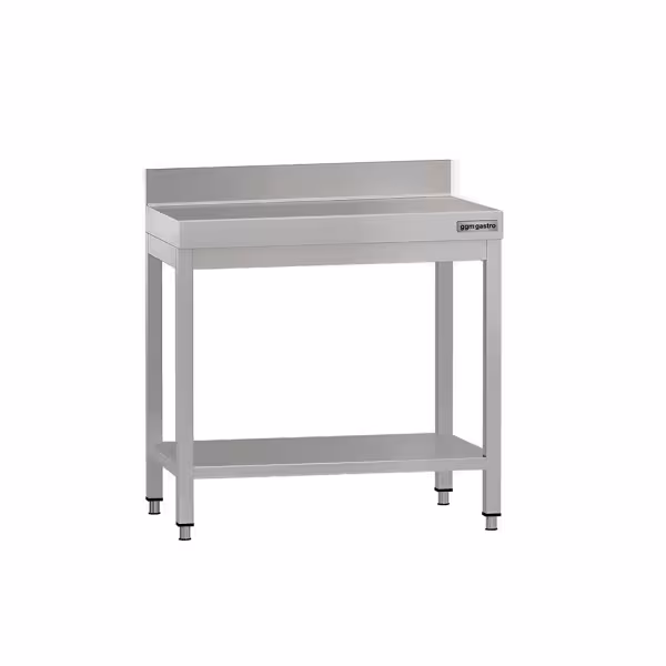 Nerezový pracovní stůl ECO - 700x600 mm - se spodní policí & obkladovým panelem