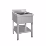Plonge en inox ECO - 600x700mm - avec étagère basse - 1 bac au centre
