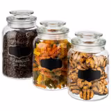 (6 pcs) Tumbler - NOTE - 1 l - Clear - incl. glass lid with seal & labelling area