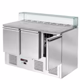 Saladette réfrigérée ECO - 1368mm - 368L - 3 portes - avec vitrine de comptoir pour 8x GN 1/6