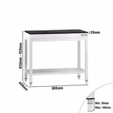 Tavolo da lavoro in acciaio inox PREMIUM - 800x600mm - con ripiano inferiore - con piano in granito