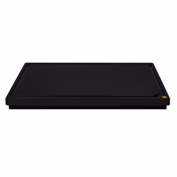 Tábua de corte com ranhura para líquidos - 325x265mm - Espessura: 20mm - Conforme HACCP - Polietileno de alta densidade (HDPE) - Preto