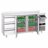 Barkoeledag PREMIUM - 2135x600mm - 570l - met 2 deuren & 3 laden, spatrand, uitklopbak voor koffie