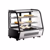Countertop refrigerated display case - 120L - 696mm - Double glazing - round - with 2 shelves - rear sliding glass doors