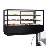 Koel- & Gebaksvitrine - 782 liter - 2000mm - dubbel glas - met 2 glazen plateaus - spiegelglas - zwart - NL