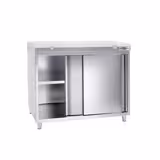Edelstahl Arbeitsschrank PREMIUM - 1000x700mm - mit Schiebetür ohne Aufkantung inkl. Schneidplatte