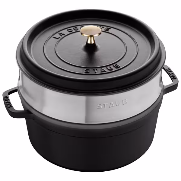 STAUB | LA COCOTTE - Cocotte con inserto per cottura a vapore - Ø 240mm - Ghisa - Nero