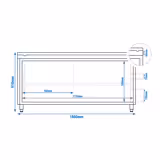 Tavolo armadiato in acciaio inox PREMIUM - 1800x700mm - con anta scorrevole senza alzatina, inclusa tagliere	