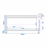 Paslanmaz Çelik Dolaplı Çalışma Tezgahı PREMIUM - 1800x700 mm - sürgü kapaklı, sırtsız, yeşil kesme tahtası dahil