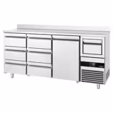 Barski- & Rashladni pult za pripremu pića PREMIUM - 2130x600 mm - Sa 1 vratima, 6 ladica, poleđinom & kucalom za kavu