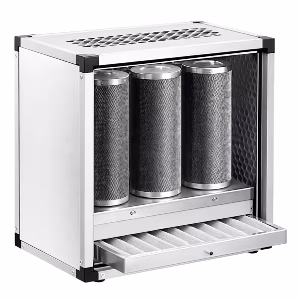 Unité de filtration à charbon actif pour hotte professionnelle sans ventilateur - 2500m³/h - avec préfiltre et filtre à charbon actif