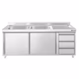Spülschrank PREMIUM - 2000x700mm - mit 3 Schubladen & 2 Becken links