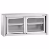 Dulap de perete din oțel inoxidabil - 1400x400 mm - cu uși glisante din sticlă - 650 mm înălțime