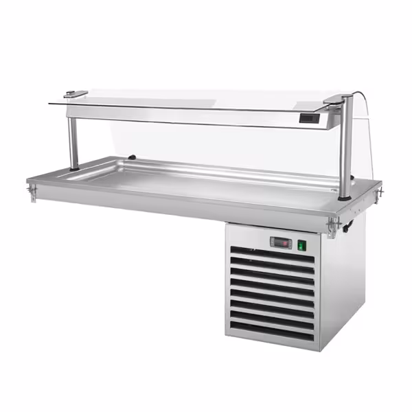 Ankastre soğuk yüzey - 1460mm - +2 ila +8°C - 4x GN 1/1 - 450W - cam siperlikli
