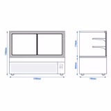 Koelvitrine & Gebaksvitrine - 1500mm - Dubbele beglazing - met 2 planken