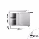 RVS werkkast PREMIUM - 1000x600mm - met schuifdeur & opstaande rand