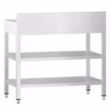 Paslanmaz Çelik Çalışma Tezgahı PREMIUM - 700x600mm - Taban Raflı - Sırtlı - Ara Raflı - Takviyeli