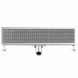 Stainless Steel Channel Drain - AISI 304 - 900x300mm - low-profile - side outlet - Ø70mm - removable grate/strainer