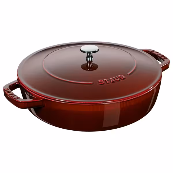 STAUB | BRAISERS - Sauteerpan met Chistera Drop Structure - 240mm - Gietijzer - Grenadine rood